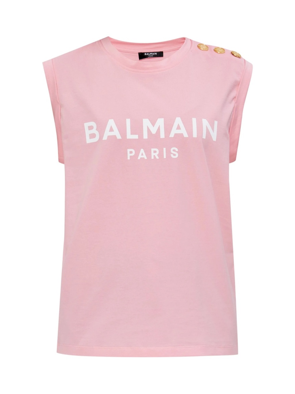 New Balmain Logo Print Tank top pink gold button medium